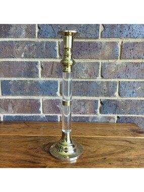 Vintage Brass and Lucite Candle Holder Unique Home Decor Accent Piece READ
